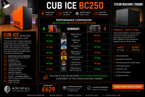 Cub Ice BC250 Games console liquid cooled